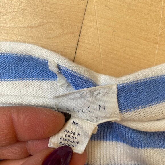 Caslon BNWT sweater blue white striped sz XSmall rolled boat neck - Picture 6 of 7